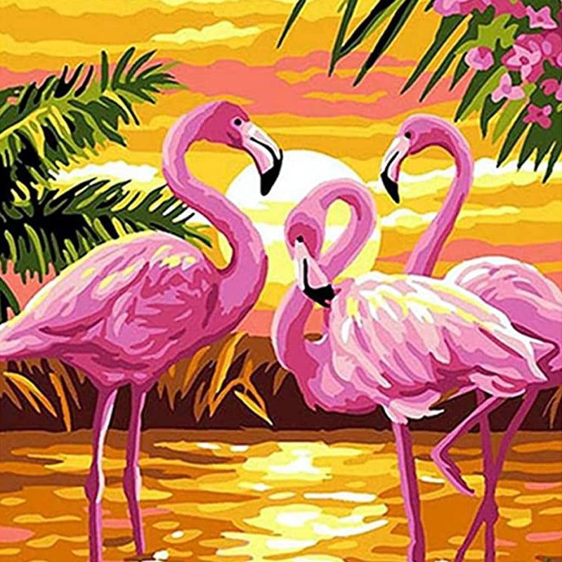 Flamingo im Sonnenuntergang|Diamond Painting