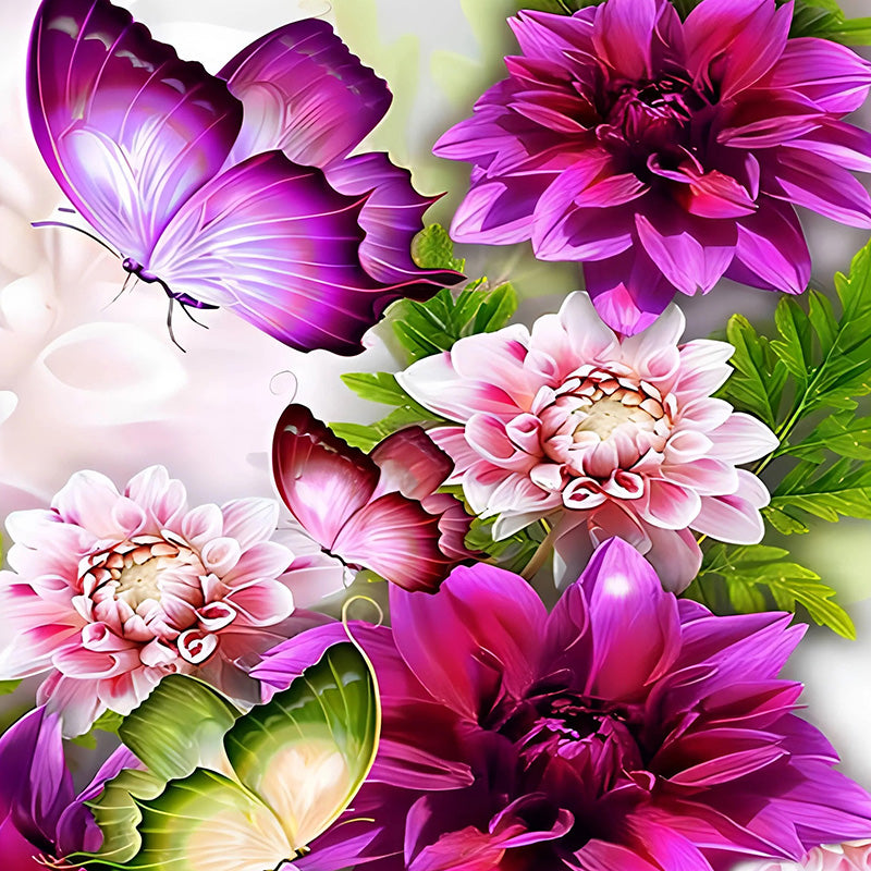 Lila Blumen Schmetterling|Diamond Painting