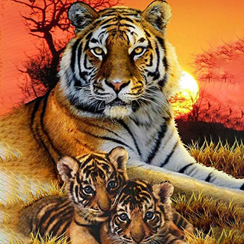 Tiger mit Jungen|Diamond Painting