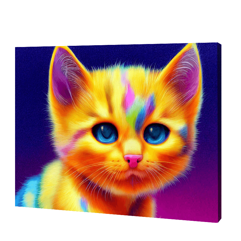 Entzückendes Regenbogen-Kätzchen|Diamond Painting