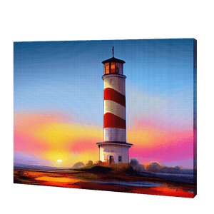 Herbst-Sonnenuntergang Leuchtturm|Diamond Painting