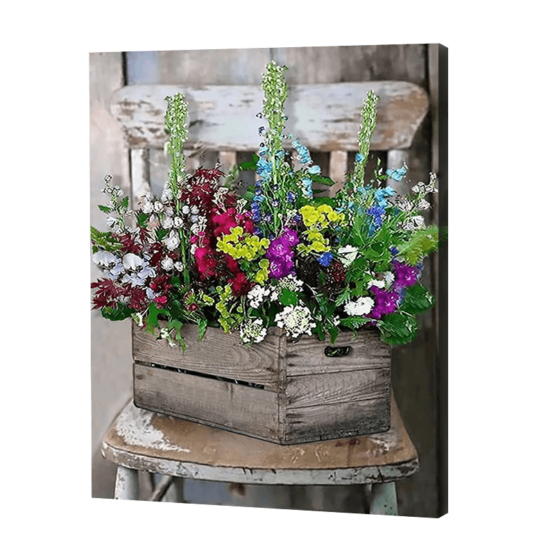 Bunte Blumen in einer Schachtel|Diamond Painting
