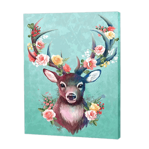 Hirsch mit Blumen|Diamond Painting