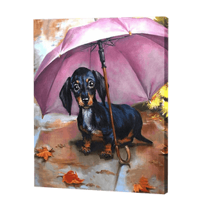 Hund in einem Regenschirm|Diamond Painting