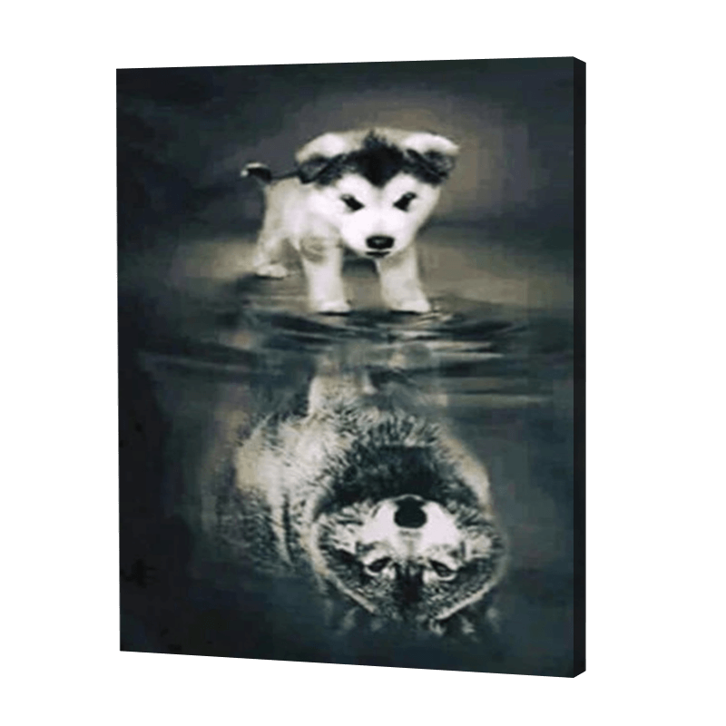 Husky Wolf Reflexion|Diamond Painting
