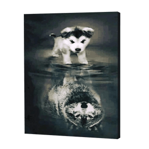 Husky Wolf Reflexion|Diamond Painting