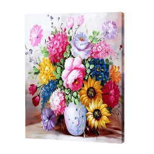 Mehrfarbige Blumen in Vase|Diamond Painting
