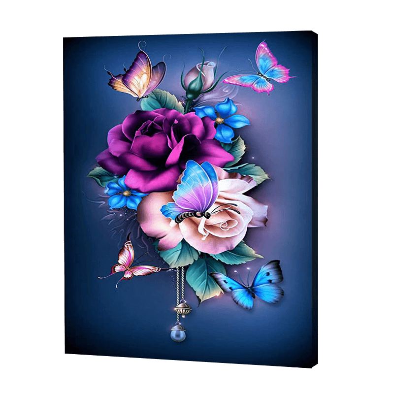 Rosen mit Schmetterlingen|Diamond Painting