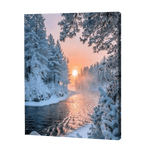 Lade das Bild in den Galerie-Viewer, Schneebedeckte Bäume entlang des Sees|Diamond Painting
