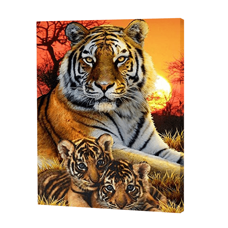 Tiger mit Jungen|Diamond Painting