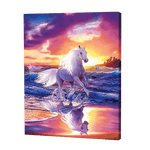 Lade das Bild in den Galerie-Viewer, Weißes Pferd am Strand|Diamond Painting
