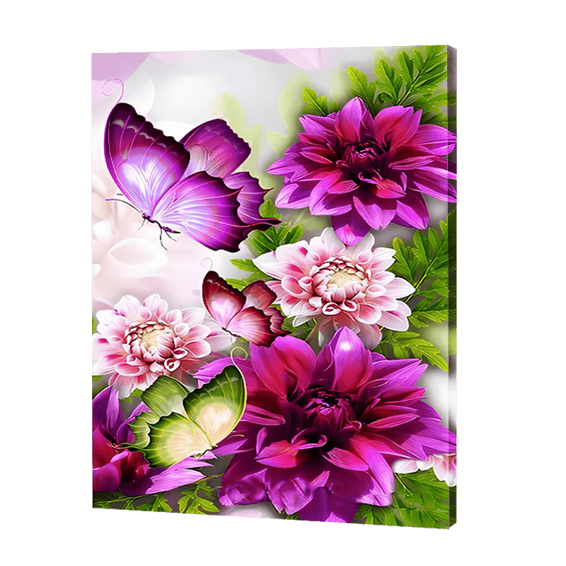 Lila Blumen Schmetterling|Diamond Painting