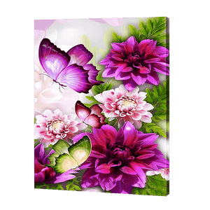 Lila Blumen Schmetterling|Diamond Painting
